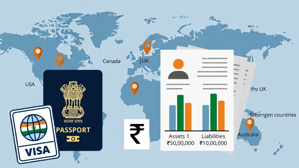 Assets vs Liabilities bar chart in INR for CA Net Worth Certificate – Visa financial proof 2026"